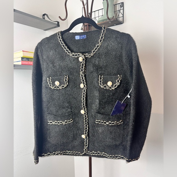 #70 SNOWFLAKE NEW YORK DOUBLE BREATED BLACK BLAZER JACKET SIZE SMALL MEDIUM - Picture 2 of 9